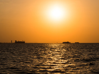 Fototapeta na wymiar sunset by the sea, izmir turkey