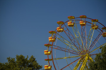 Wonder wheel in an amusement park, leisure concept
