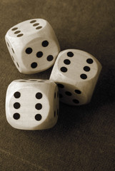 closeup of the dices on  table