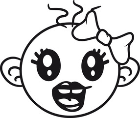 kopf gesicht mädchen frau weiblich girl hübsch schön lachen sitzend klein süß niedlich windel kind baby comic cartoon