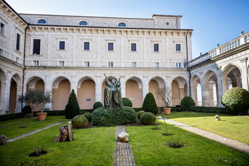 Montecassino, ITALY - Interior of the Abbey at Montecassino, The abbey was destroyed by bombing in...