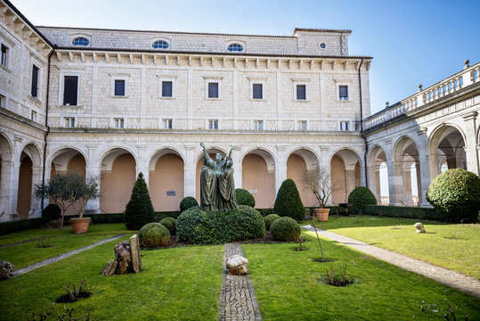 Montecassino, ITALY - Interior of the Abbey at Montecassino, The abbey was destroyed by bombing in second World War and rebuilt. 
