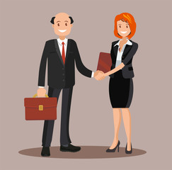 Background vector business cooperation handshake two business partners vector illustration of a flat design