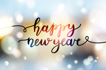 happy new year, greeting card with lettering - 176415710