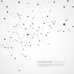Abstract polygonal with connecting low poly shapes. Connection dots and lines science background