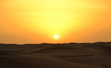 Sunset in Sahara desert - Morocco