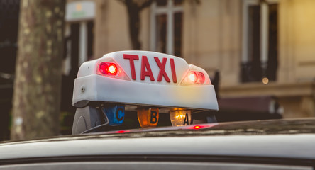 Parisian taxi panel waiting in the traffic