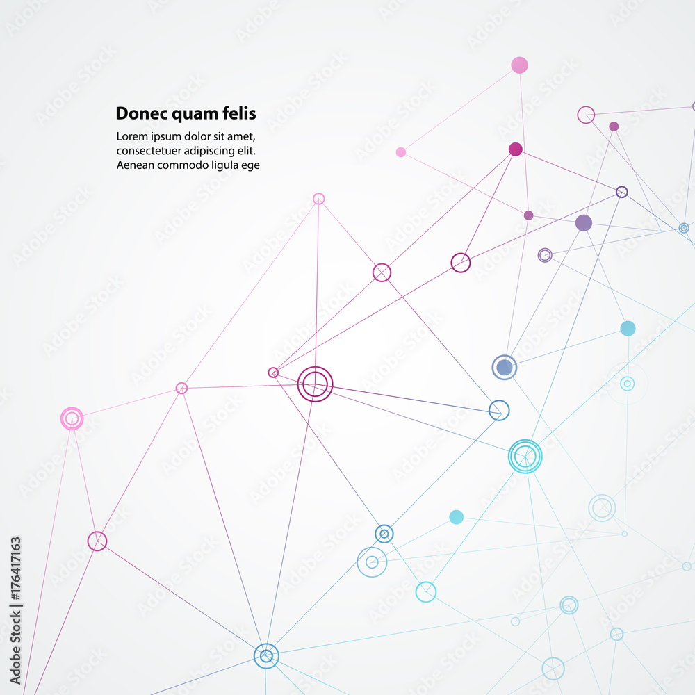 Poster Connection polygonal with connecting dots and lines