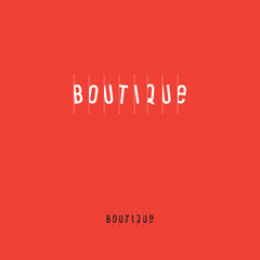Сlothing boutique logo. Letters behind the screen on orange background.