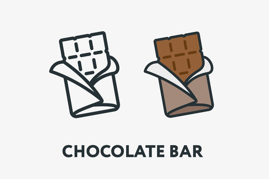 Sweet Chocolate Bar Wrapper Foil Minimal Flat Line Outline Colorful and Stroke Icon Pictogram