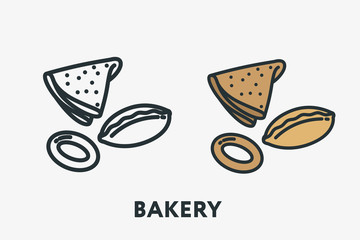 Rye Bread Loaf Bakery Bun Toast Minimal Flat Line Outline Colorful and Stroke Icon Pictogram 