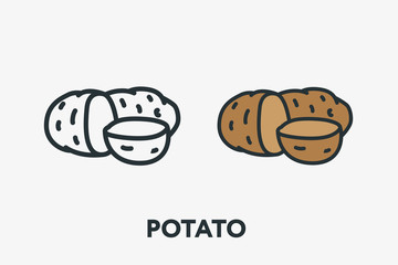 Raw Potato Farm Vegetable Minimal Flat Line Outline Colorful and Stroke Icon Pictogram