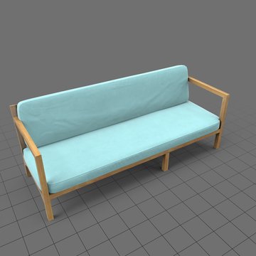 Wood patio couch with cushions