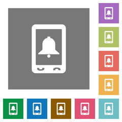 Mobile alarm square flat icons
