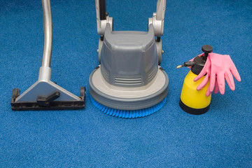 Disk machine, vacuum cleaner nozzle, spray bottle and protective rubber gloves for carpets...