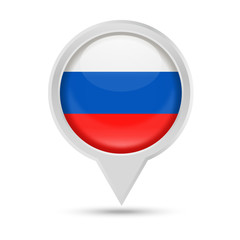Fototapeta premium Russia Flag Round Pin Vector Icon