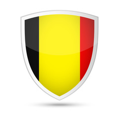 Fototapeta premium Belgium Flag Vector Shield Icon