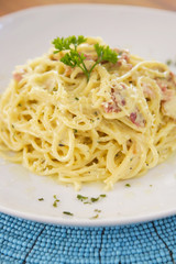 Traditional italian carbonara pasta
