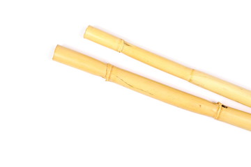 Rattan bamboo sticks isolated on white background