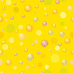 Seamless pattern. Bubbles and circles on a yellow background. Children's wallpaper. Kids background.
