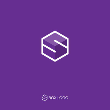 S monogram. S box logo . Delivery logo. S letter in hexagon