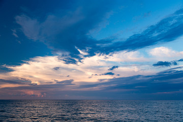 Dramatic clouds at sunset over the mediterranean sea