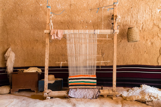 Hand loom in a berber cave house