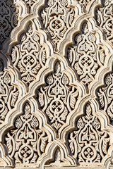 Carved detail of Zawiya Sidi Bel Abbes in Marrakesh, Morocco