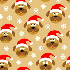 Seamless pattern with dog. The new year 2018. Vector illustration