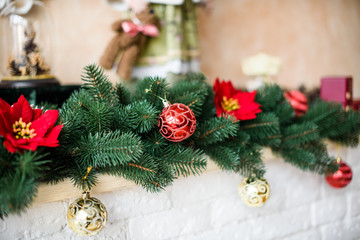 A beautiful living room decorated for Christmas with Christmas tree