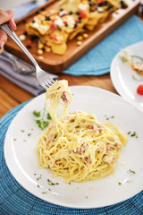 Traditional italian carbonara pasta
