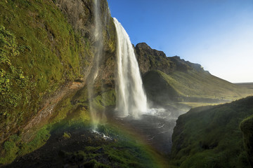Wonderful landscape from Seljalandsfoss Waterfall in Iceland