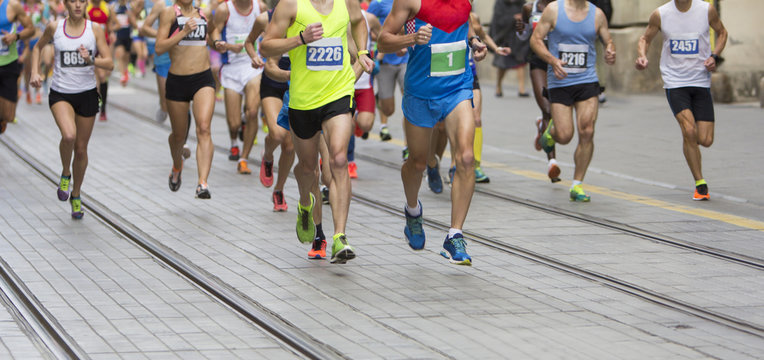 Marathon Running Race On The City Road