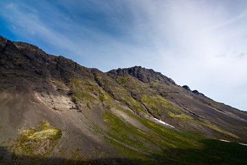 Fototapeta premium The tops of the Mountains, Khibiny and cloudy sky. Kola Peninsula, Russia.