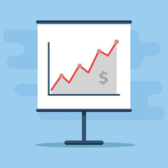 Business sales growth graphic. Sales growth on the flipchart. Vector Business Growing Chart Presentation Icon. Illustration