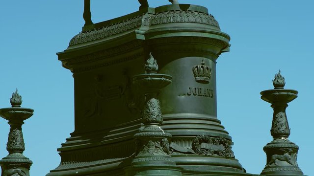 Semperoper, opera house of the Saechsische Staatsoper Dresden (Saxon State Opera) and monument to King John of Saxony, concert hall, Dresden. Saxony, Germany., Jul 2017