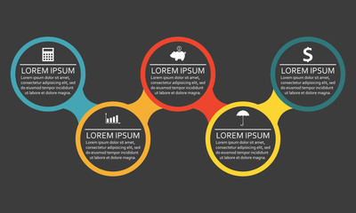 Infographics template with 5 steps, options, stages or levels. Vector illustration.