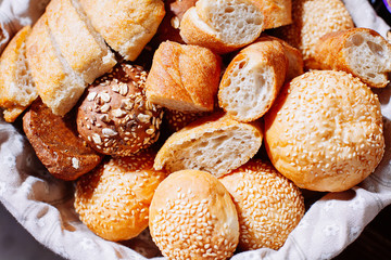 Bread in basket on the banquet table