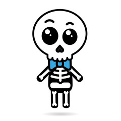 Cute kawaii boy skeleton isolated halloween concept