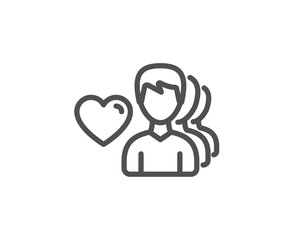 Couple Love line icon. Group of Men sign.