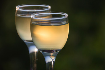 Still life with wine under the open sky