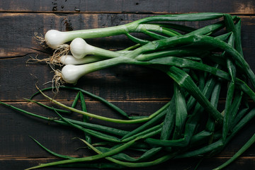 Freshly picked spring onions