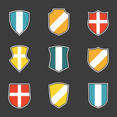 Shields set. Vector illustration of different shields shape. Heraldic design elements.