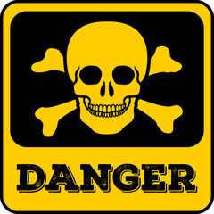 Danger sign. Skull and crossbones. Vector illustration