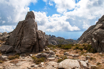 A view of the sea between the rocks