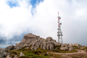 Rocks and mountain with transmitter