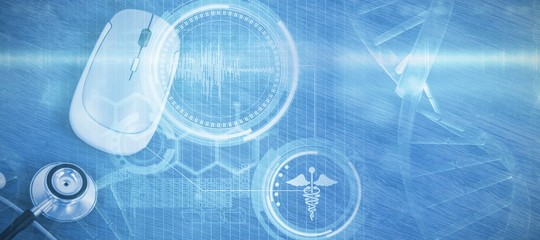 Composite image of digital composite image of dna helix