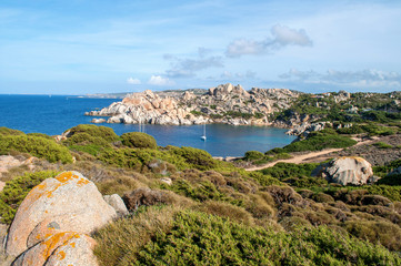 Fototapeta na wymiar Turquoise sea in the beautiful bay of the island of Sardinia