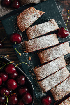Delicious strudel with cherries