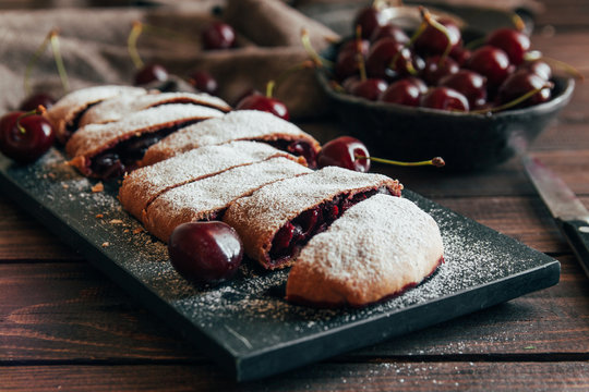 Delicious strudel with cherries